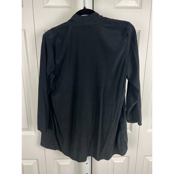 Citron Santa Monica Cardigan Medium Black Art to Wear Silk Blend Open - Picture 5 of 6